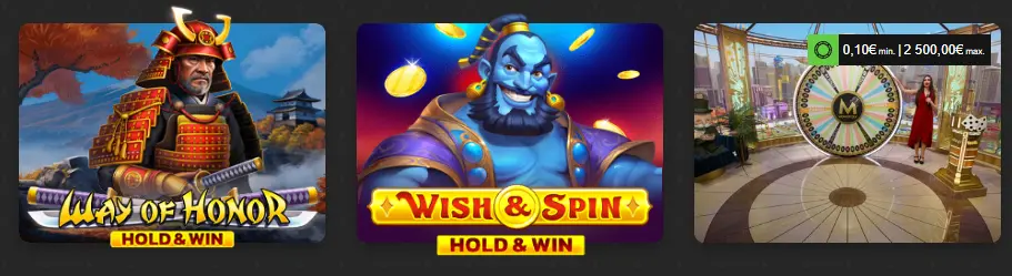 Options de mise MAGICAL SPIN CASINO
